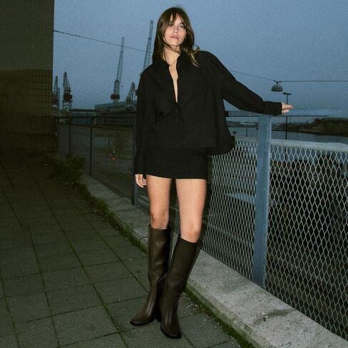 MIRAAZZURRA Knee High Boots Women Square Toe Chunky Heel Tall Boots Side Zipper Long Boots for Date Party Wedding Dress in Kuwait