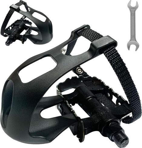 SPD Bike Pedals Delta Compatible 9/16'' with Toe Cages, Mountain Bike Peloton Pedals for Regular Shoes & Clipless Shoes, Bicycle Pedals Convert Look Delta Pedals to Dual Function Pedals in Saudi Arabia