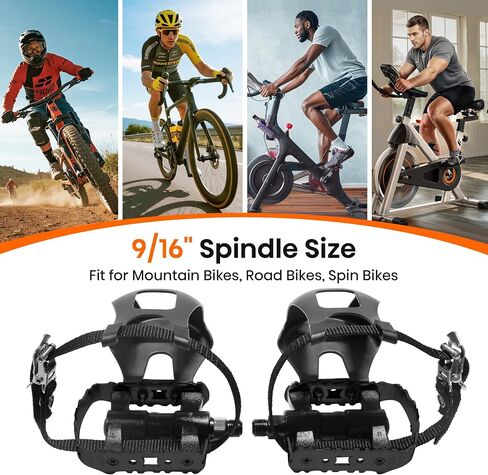 SPD Bike Pedals Delta Compatible 9/16'' with Toe Cages, Mountain Bike Peloton Pedals for Regular Shoes & Clipless Shoes, Bicycle Pedals Convert Look Delta Pedals to Dual Function Pedals in Saudi Arabia