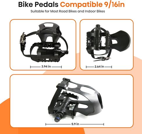 SPD Bike Pedals Delta Compatible 9/16'' with Toe Cages, Mountain Bike Peloton Pedals for Regular Shoes & Clipless Shoes, Bicycle Pedals Convert Look Delta Pedals to Dual Function Pedals in Saudi Arabia