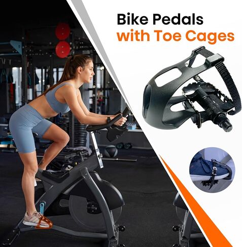 SPD Bike Pedals Delta Compatible 9/16'' with Toe Cages, Mountain Bike Peloton Pedals for Regular Shoes & Clipless Shoes, Bicycle Pedals Convert Look Delta Pedals to Dual Function Pedals in Saudi Arabia