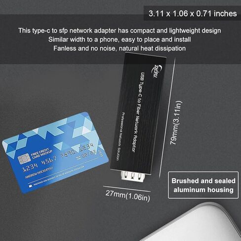 محول شبكة USB C إلى الألياف، USB3.0 Type C إلى 100/1000base-X SFP Gigabit Network Card، مدعوم لأنظمة التشغيل Windows وmacOS وLinux in Kuwait