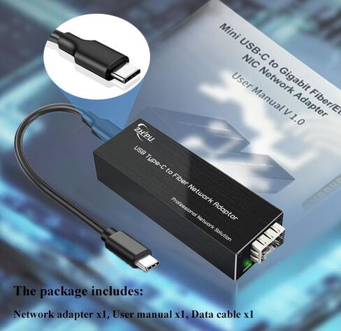 محول شبكة USB C إلى الألياف، USB3.0 Type C إلى 100/1000base-X SFP Gigabit Network Card، مدعوم لأنظمة التشغيل Windows وmacOS وLinux in Kuwait