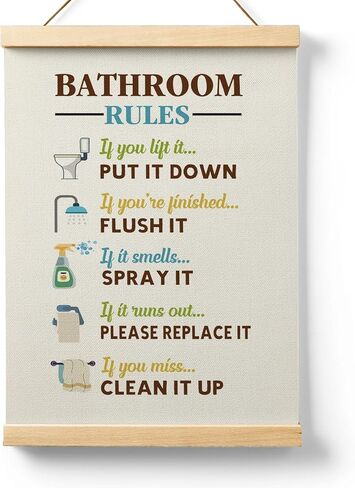 Ryeolo Kids Bathroom Wooden Poster Hanger Frame 12.5x17 Inch,Bathroom Rules Poster Hanger Frame,Toddler Boy Girl Bathroom Wall Art Decorbathroom Decor For Kids,Colorful Bathroom Decor in Saudi Arabia