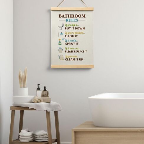 Ryeolo Kids Bathroom Wooden Poster Hanger Frame 12.5x17 Inch,Bathroom Rules Poster Hanger Frame,Toddler Boy Girl Bathroom Wall Art Decorbathroom Decor For Kids,Colorful Bathroom Decor in Saudi Arabia
