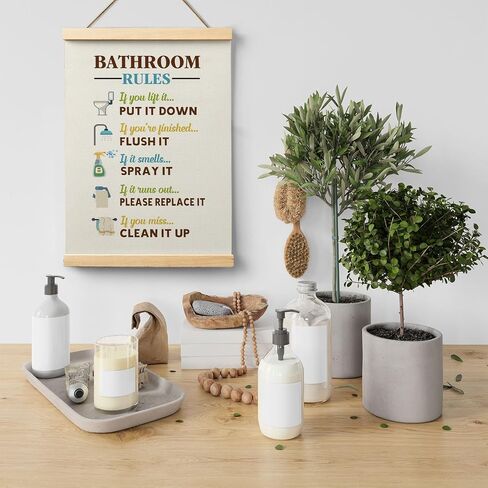Ryeolo Kids Bathroom Wooden Poster Hanger Frame 12.5x17 Inch,Bathroom Rules Poster Hanger Frame,Toddler Boy Girl Bathroom Wall Art Decorbathroom Decor For Kids,Colorful Bathroom Decor in Saudi Arabia