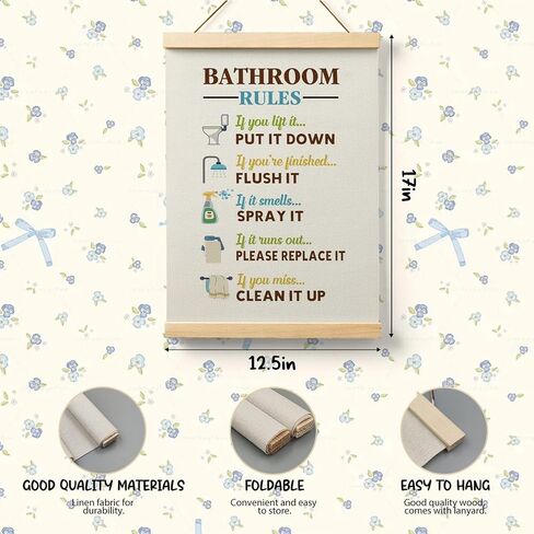 Ryeolo Kids Bathroom Wooden Poster Hanger Frame 12.5x17 Inch,Bathroom Rules Poster Hanger Frame,Toddler Boy Girl Bathroom Wall Art Decorbathroom Decor For Kids,Colorful Bathroom Decor in Saudi Arabia