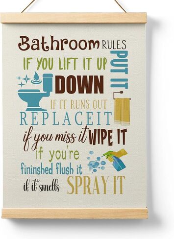 Ryeolo Kids Bathroom Wooden Poster Hanger Frame 12.5x17 Inch,Bathroom Rules Poster Hanger Frame,Toddler Boy Girl Bathroom Wall Art Decorbathroom Decor For Kids,Colorful Bathroom Decor in Saudi Arabia
