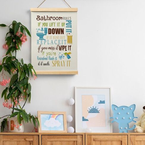 Ryeolo Kids Bathroom Wooden Poster Hanger Frame 12.5x17 Inch,Bathroom Rules Poster Hanger Frame,Toddler Boy Girl Bathroom Wall Art Decorbathroom Decor For Kids,Colorful Bathroom Decor in Saudi Arabia