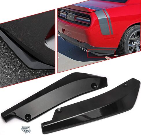 x xotic tech JDM ناشر المصد الخلفي Valance Spoiler Fin Lip Trim Universal Car Side Fender تنورة Lip Splitter Canard Protector (زوج واحد، أسود لامع مع أحمر) in Saudi Arabia