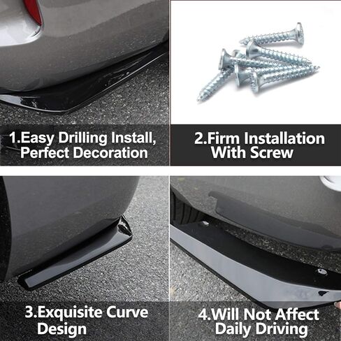 x xotic tech JDM ناشر المصد الخلفي Valance Spoiler Fin Lip Trim Universal Car Side Fender تنورة Lip Splitter Canard Protector (زوج واحد، أسود لامع مع أحمر) in Saudi Arabia