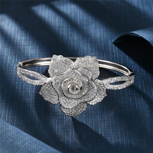 14K Gold Women's Moissanite Bangle, Super Sparkle Moissanite Diamond Cut with Fashion Creative Flower Design ，Dainty Ladies Wedding Jewelry in Saudi Arabia