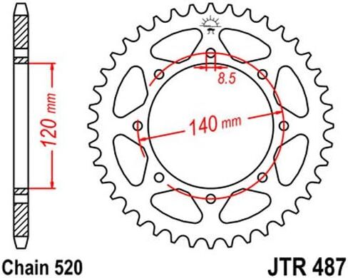 JT Sprockets JTR487.38 38 Tooth Steel Rear Sprocket, Single in Saudi Arabia