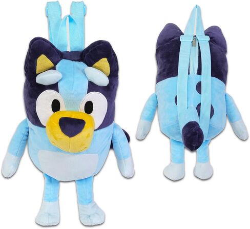 مجموعة حقيبة ظهر Bluey Plushie - حزمة من لعبة دمية قطيفة مقاس 18 بوصة مع أشرطة حمل بالإضافة إلى ملصقات، المزيد | حيوان محشو باللون الأزرق للأطفال والأولاد والبنات in Saudi Arabia