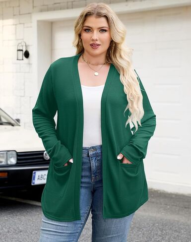 Halife Womens Plus Size Lightweight Cardigan Sweaters with Pockets Open Front Long Sleeve Cardigan (XL-5XL) in Kuwait