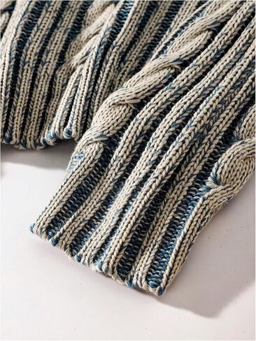 Men's Cable Knit Sweater Crewneck Long Sleeve Pullover Sweater Streetwear in Saudi Arabia
