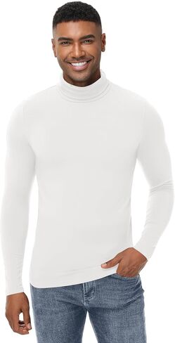 Mens Turtleneck Sweater Long Sleeve Casual Fleece Lined Basic Thermal Pullover Tops in Saudi Arabia