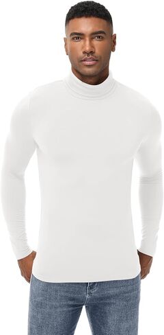 Mens Turtleneck Sweater Long Sleeve Casual Fleece Lined Basic Thermal Pullover Tops in Saudi Arabia