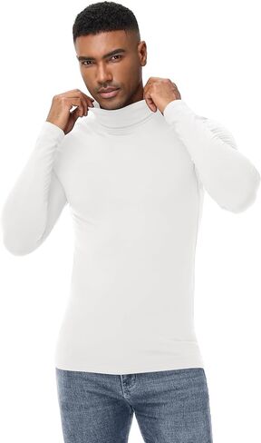 Mens Turtleneck Sweater Long Sleeve Casual Fleece Lined Basic Thermal Pullover Tops in Saudi Arabia