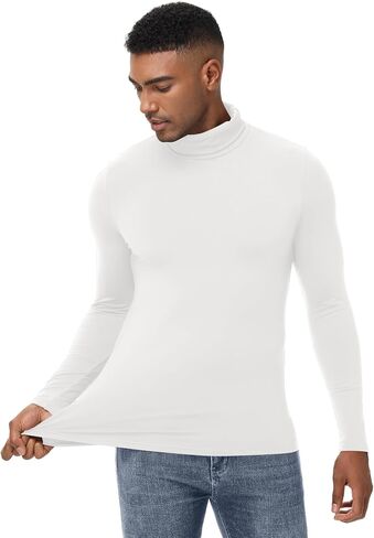 Mens Turtleneck Sweater Long Sleeve Casual Fleece Lined Basic Thermal Pullover Tops in Saudi Arabia