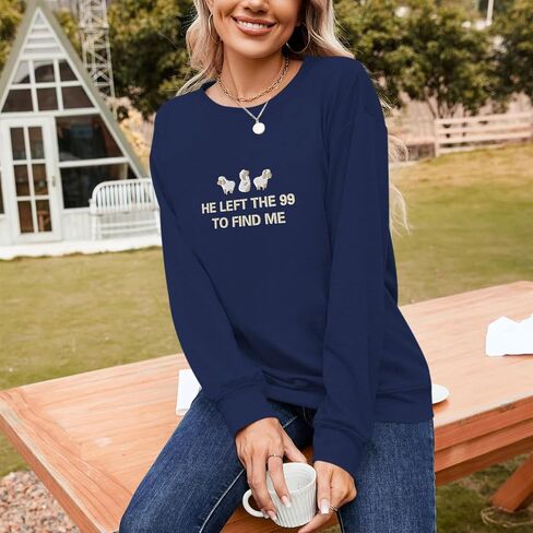 BINTEHGS Christian Embroidered Sweatshirts for Women He Left The 99 To Find Me sweatshirt Jesus Faith Crewneck Pullover Tops in Kuwait
