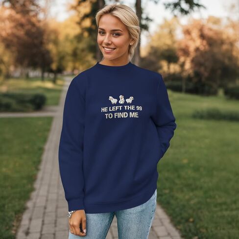 BINTEHGS Christian Embroidered Sweatshirts for Women He Left The 99 To Find Me sweatshirt Jesus Faith Crewneck Pullover Tops in Kuwait