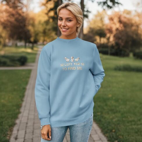 BINTEHGS Christian Embroidered Sweatshirts for Women He Left The 99 To Find Me sweatshirt Jesus Faith Crewneck Pullover Tops in Kuwait