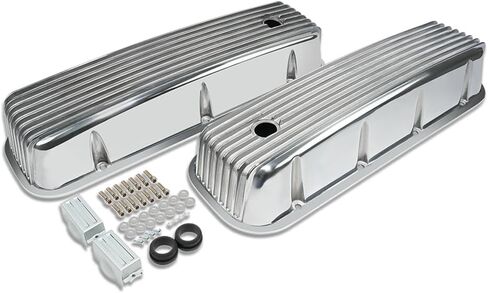Black Aluminum Tall Valve Covers Finned Top Fit Chevy BBC 396-502 1965-1995 in Saudi Arabia