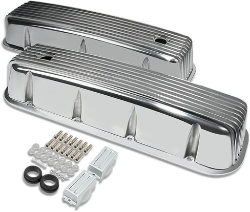 Black Aluminum Tall Valve Covers Finned Top Fit Chevy BBC 396-502 1965-1995 in Saudi Arabia