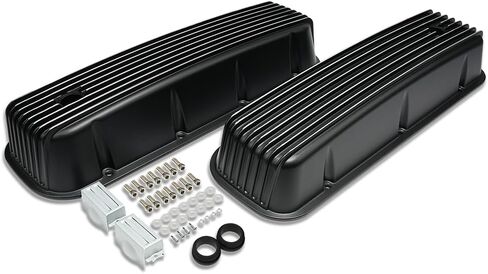 Black Aluminum Tall Valve Covers Finned Top Fit Chevy BBC 396-502 1965-1995 in Saudi Arabia