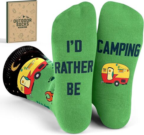 VICRAZY Gifts for Men - Funny Camping Socks for Men and Women, Unique Gifts for Campers – Perfect Camping Essentials, Accessories, and Stocking Stuffers – Funny Christmas Socks and Camper Must-Haves in Saudi Arabia