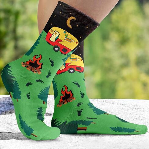VICRAZY Gifts for Men - Funny Camping Socks for Men and Women, Unique Gifts for Campers – Perfect Camping Essentials, Accessories, and Stocking Stuffers – Funny Christmas Socks and Camper Must-Haves in Saudi Arabia