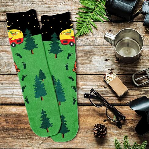 VICRAZY Gifts for Men - Funny Camping Socks for Men and Women, Unique Gifts for Campers – Perfect Camping Essentials, Accessories, and Stocking Stuffers – Funny Christmas Socks and Camper Must-Haves in Saudi Arabia