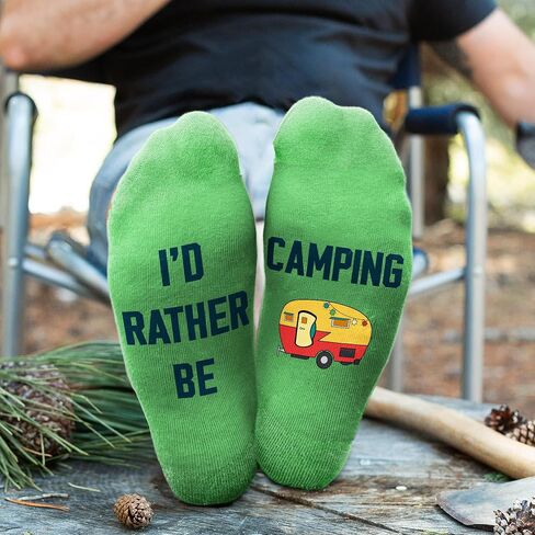 VICRAZY Gifts for Men - Funny Camping Socks for Men and Women, Unique Gifts for Campers – Perfect Camping Essentials, Accessories, and Stocking Stuffers – Funny Christmas Socks and Camper Must-Haves in Saudi Arabia