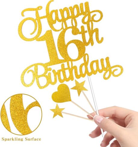 18th Birthday Cake Decorations, 18th Birthday Candles Numeral Candles and 18 th Glitter Happy Birthday Cake Toppers Set Party Supplies (Gold) in Kuwait