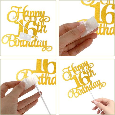 18th Birthday Cake Decorations, 18th Birthday Candles Numeral Candles and 18 th Glitter Happy Birthday Cake Toppers Set Party Supplies (Gold) in Kuwait