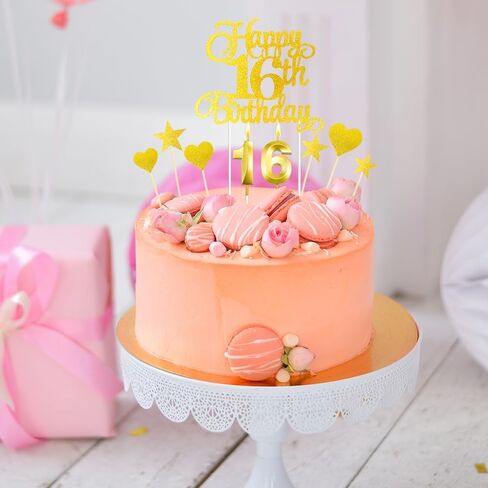 18th Birthday Cake Decorations, 18th Birthday Candles Numeral Candles and 18 th Glitter Happy Birthday Cake Toppers Set Party Supplies (Gold) in Kuwait