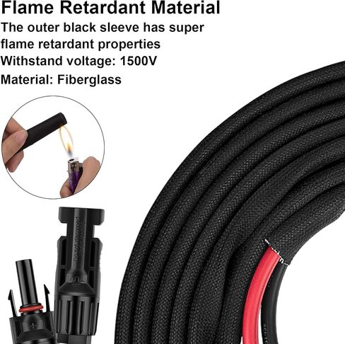 20FT 10AWG Solar Panel Extension Cable with Female and Male Connectors, Solar Cable for Solar Panels, Charge Controllers and Solar Generator (10AWG, 20FT) in Saudi Arabia