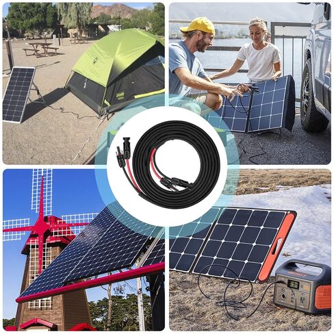 كابل تمديد الألواح الشمسية 20FT 10AWG مع موصلات أنثى وذكر، كابل شمسي للألواح الشمسية وأجهزة التحكم بالشحن ومولد الطاقة الشمسية (10AWG، 20FT) in Kuwait