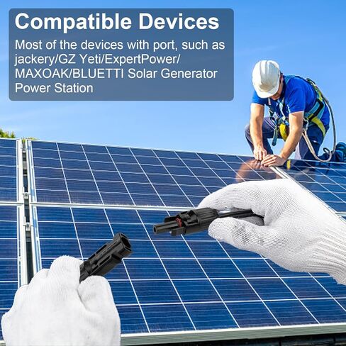 كابل تمديد الألواح الشمسية 20FT 10AWG مع موصلات أنثى وذكر، كابل شمسي للألواح الشمسية وأجهزة التحكم بالشحن ومولد الطاقة الشمسية (10AWG، 20FT) in Kuwait