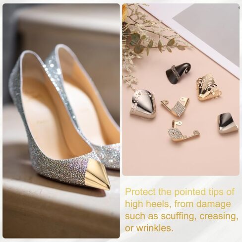 uxcell 2Pcs Metal Shoes Pointed Protector High Heel Toe Caps Cover Durable Shoe Tip Cover Pointed Shoe Head Tips Cap for Shoe Protection Repair, Dress Shoe Protection (Gold, 31mm) in Saudi Arabia