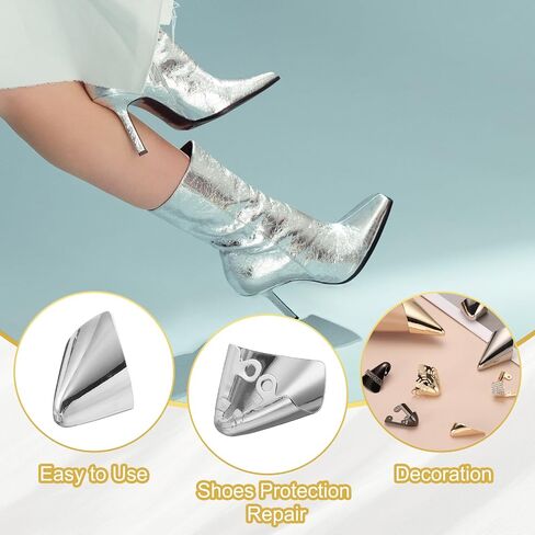uxcell 2Pcs Metal Shoes Pointed Protector High Heel Toe Caps Cover Durable Shoe Tip Cover Pointed Shoe Head Tips Cap for Shoe Protection Repair, Dress Shoe Protection (Gold, 31mm) in Saudi Arabia