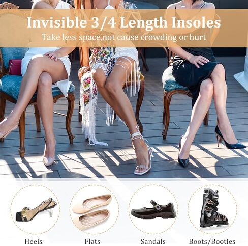 4 قطع من وسادات الكعب العالي للنساء، زوجان من النعال لدعم قوس الجل للصنادل المسطحة وأحذية حافية القدم مريحة لحفلات العمل وحفلات الزفاف والرقصات والسفر وسادات أحذية غير مرئية in Kuwait