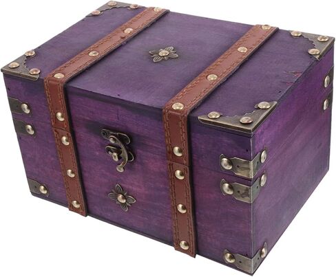 LIFKOME Vintage Wooden Treasure Chest with Hasp Lock Elegant Jewelry Keepsake Box for Home Decor Rustic Organizer for Trinkets and Items Multifunctional Storage in Saudi Arabia