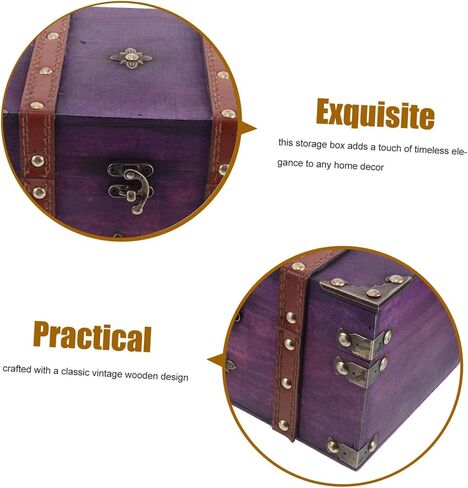 LIFKOME Vintage Wooden Treasure Chest with Hasp Lock Elegant Jewelry Keepsake Box for Home Decor Rustic Organizer for Trinkets and Items Multifunctional Storage in Saudi Arabia