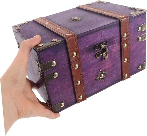 LIFKOME Vintage Wooden Treasure Chest with Hasp Lock Elegant Jewelry Keepsake Box for Home Decor Rustic Organizer for Trinkets and Items Multifunctional Storage in Saudi Arabia