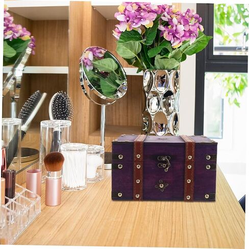 LIFKOME Vintage Wooden Treasure Chest with Hasp Lock Elegant Jewelry Keepsake Box for Home Decor Rustic Organizer for Trinkets and Items Multifunctional Storage in Saudi Arabia