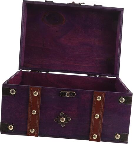 Antique Wooden Treasure Chest Hasp Lock Rustic Jewelry Storage Box for Home Decor Multi-functional Desktop Organizer and Keepsake Container in Saudi Arabia