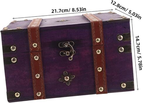 Antique Wooden Treasure Chest Hasp Lock Rustic Jewelry Storage Box for Home Decor Multi-functional Desktop Organizer and Keepsake Container in Saudi Arabia