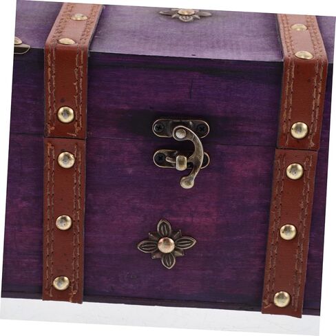Antique Wooden Treasure Chest Hasp Lock Rustic Jewelry Storage Box for Home Decor Multi-functional Desktop Organizer and Keepsake Container in Saudi Arabia
